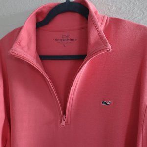 Vineyard Vines Men's Cotton 1/4-Zip Pullover Salmon Sweater - Size L